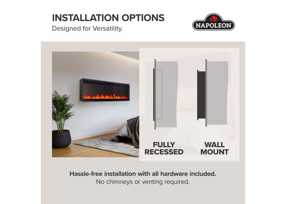 Napoleon Astound SlimMount 62" Wall-Mounted Electric Linear Fireplace