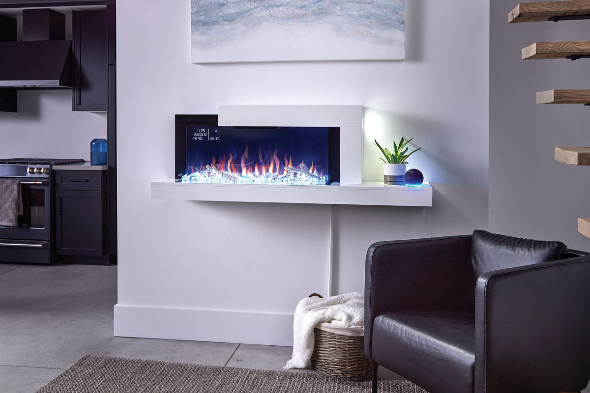 Napoleon Stylus Cara Elite Smart 60'' White Wall Mount Electric Fireplace with Shelf