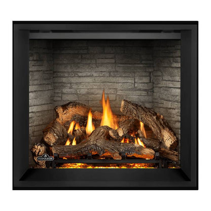 Napoleon Elevation X 36 Direct Vent Fireplace with Glacier Brick Herringbone Interior Panel and Driftwood Log Set