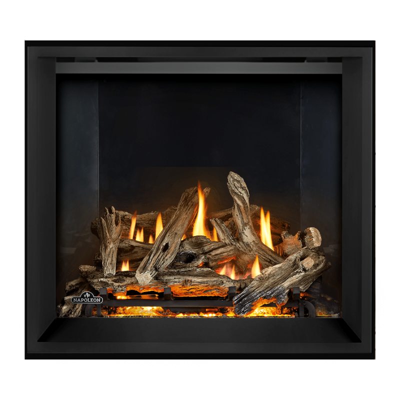 Napoleon Elevation X 36 Direct Vent Fireplace with Glacier Brick Standard  Interior Panel and Birch Log Set