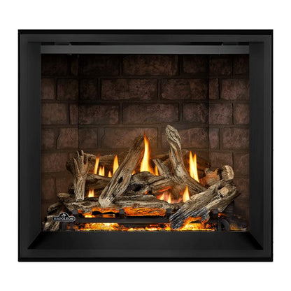 Napoleon Elevation X 36 Direct Vent Fireplace with Glacier Brick Herringbone Interior Panel and Birch Log Set