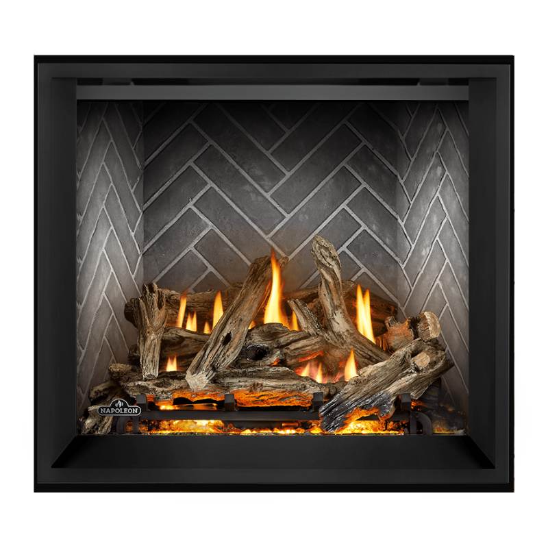 Napoleon Elevation X 36 Direct Vent Fireplace with Newport Interior Panel  and Birch Log Set  