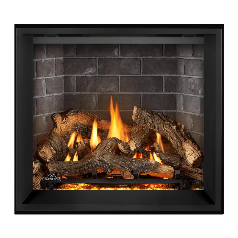 Napoleon Elevation X 36 Direct Vent Fireplace with MIRRO-FLAME Porcelain Interior Panel and Driftwood Log Set