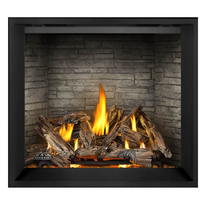 Napoleon Elevation X 42" Direct Vent Fireplace with Westminster Grey Herringbone Interior Panel and Birch Log Set