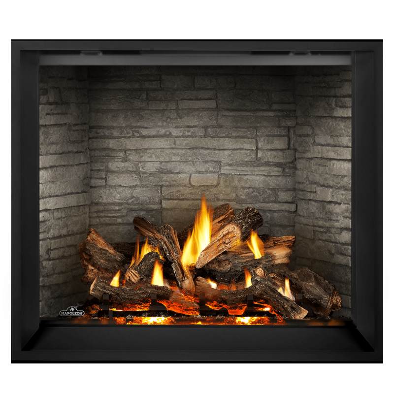 Napoleon Elevation X 42" Direct Vent Fireplace with Glacier Brick Herringbone Interior Panel  and Driftwood Log Set