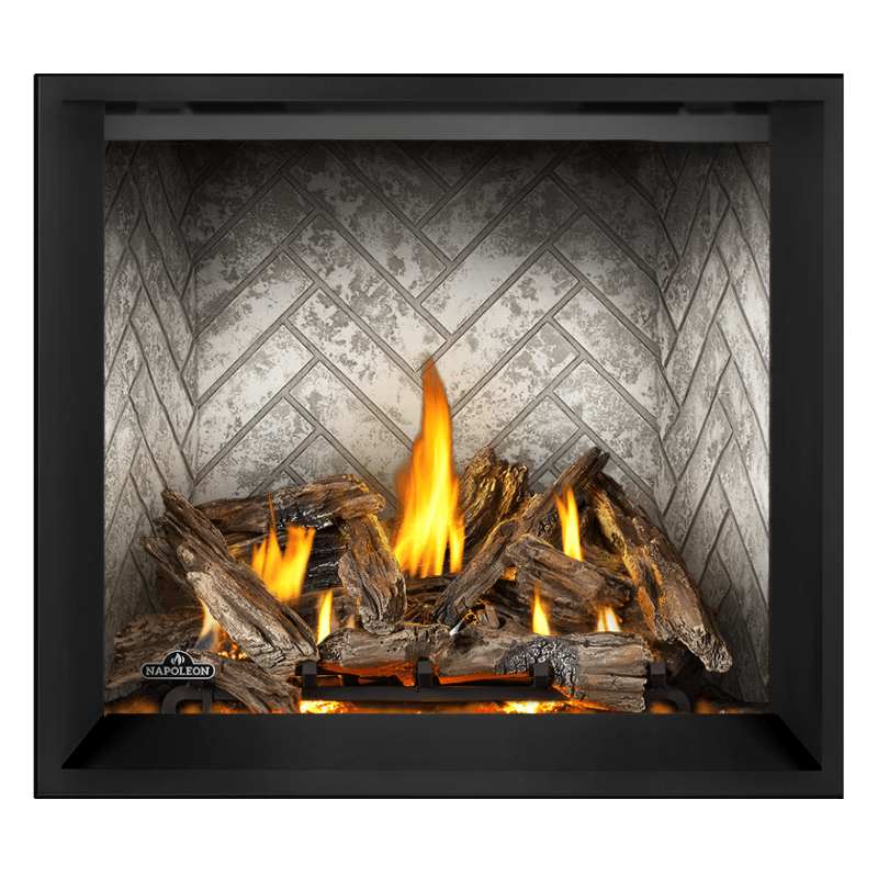 Napoleon Elevation X 42" Direct Vent Fireplace with Newport Interior Panel and Birch Log Set