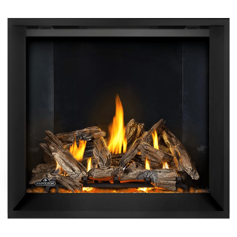 Napoleon Elevation X 42" Direct Vent Fireplace with Westminster Grey Standard Interior Panel and Birch Log Set