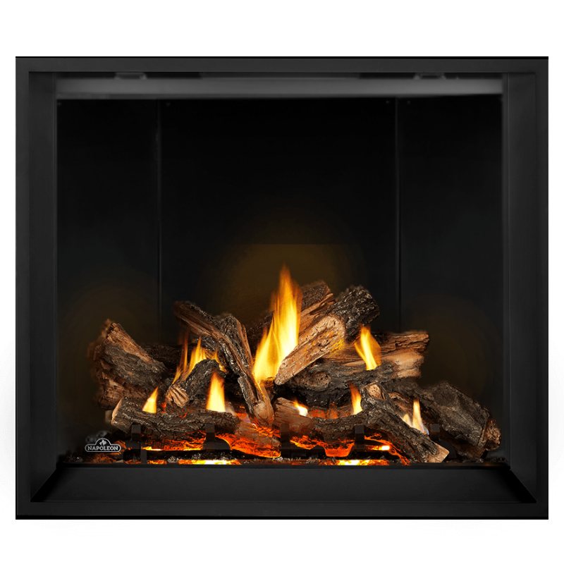 Napoleon Elevation X 42 Direct Vent Fireplace with Glacier Brick Standard  Interior Panel and Split Oak Log Set 