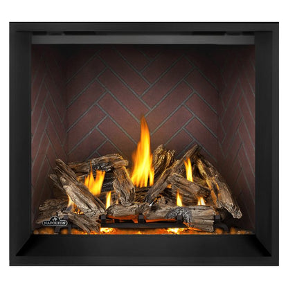 Napoleon Elevation X 42" Direct Vent Fireplace with Old Town Red Herringbone Interior Panel and Birch Log Set