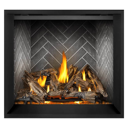 Napoleon Elevation X 36" Direct Vent Fireplace with Antique Ledgestone Brick Interior Panel and Birch Log Set