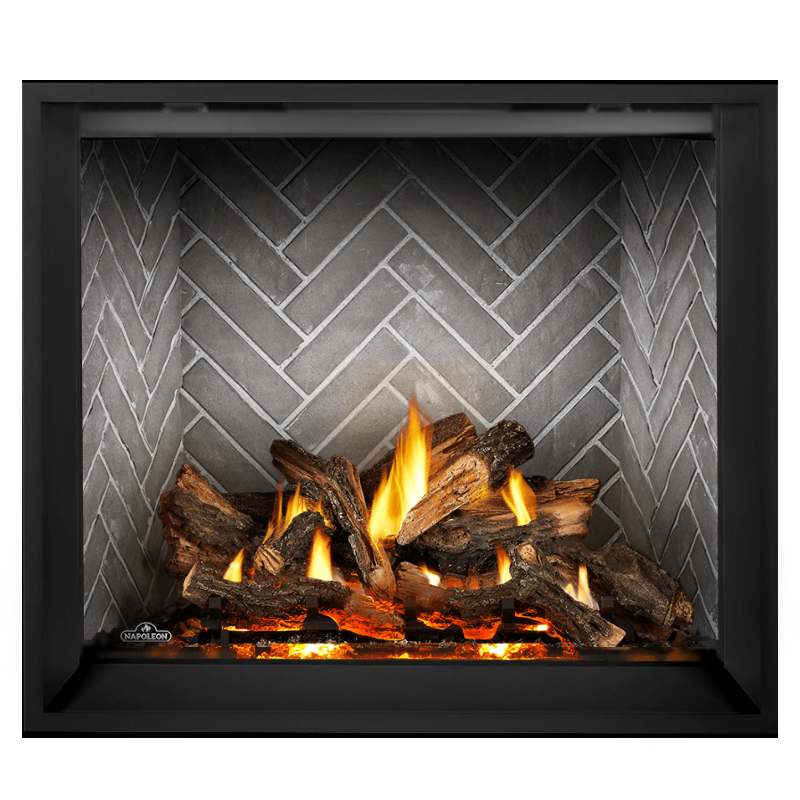 Napoleon Elevation X 42 Direct Vent Fireplace with Black Illusion Glass and Split Oak Log Set