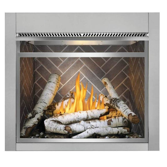 Napoleon 36 inch Riverside Outdoor gas Fireplace With Herringbone Decorative panel