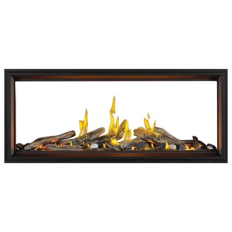 Napoleon Tall Vector with Luminous Logs 62" See Through Direct Vent Linear Gas Fireplace