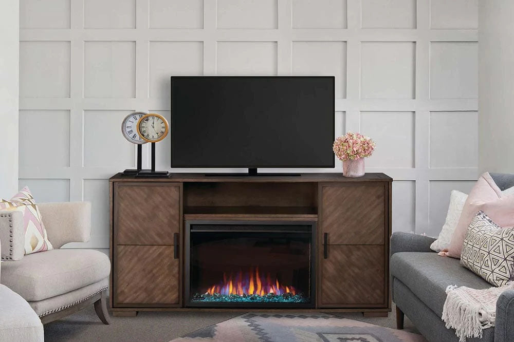 Napoleon Hayworth Media Console in Mahogany | Cineview 30'' Electric Firebox