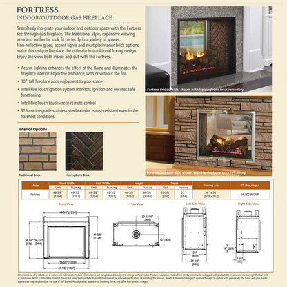 Majestic Fortress 36-Inch Indoor/Outdoor See Thru Vent Free Gas Fireplace