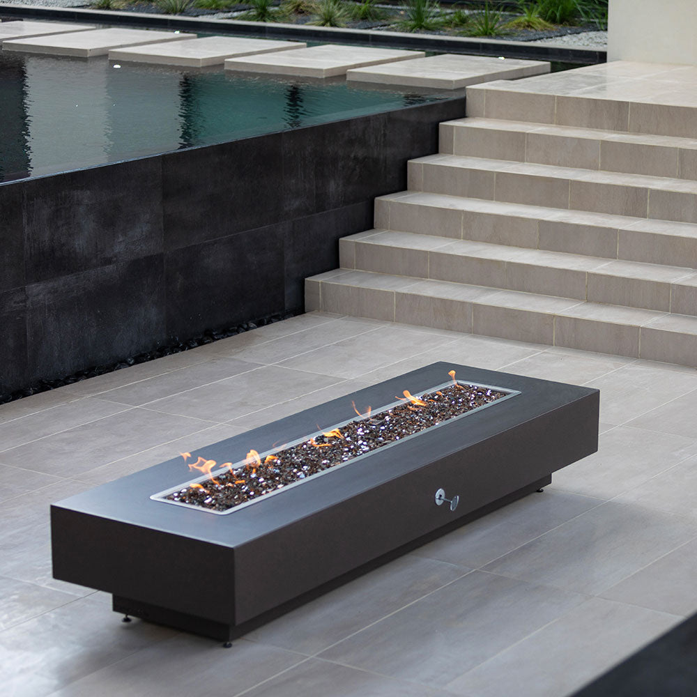 TOP Fires by The Outdoor Plus Coronado 60x28-Inch Linear Powder Coated Steel Gas Fire Pit