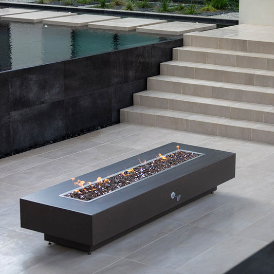 TOP Fires by The Outdoor Plus Coronado 60x28-Inch Linear Powder Coated Steel Gas Fire Pit