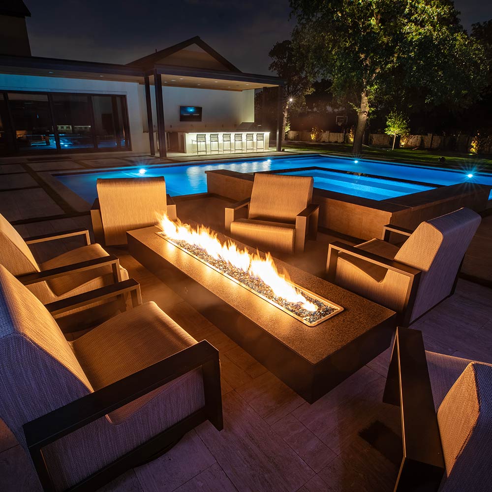 TOP Fires by The Outdoor Plus Coronado 60x28-Inch Linear Powder Coated Steel Gas Fire Pit