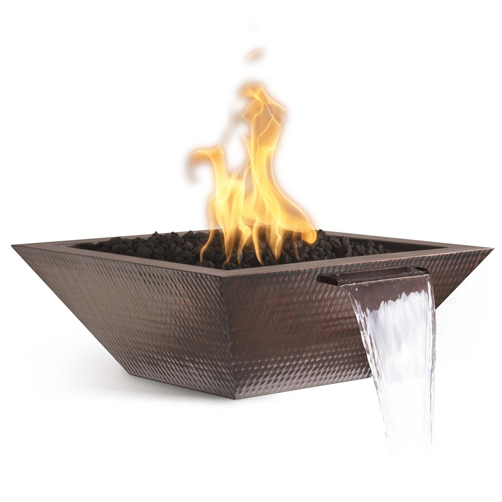 Maya Square Copper Gas Fire and Water Bowl