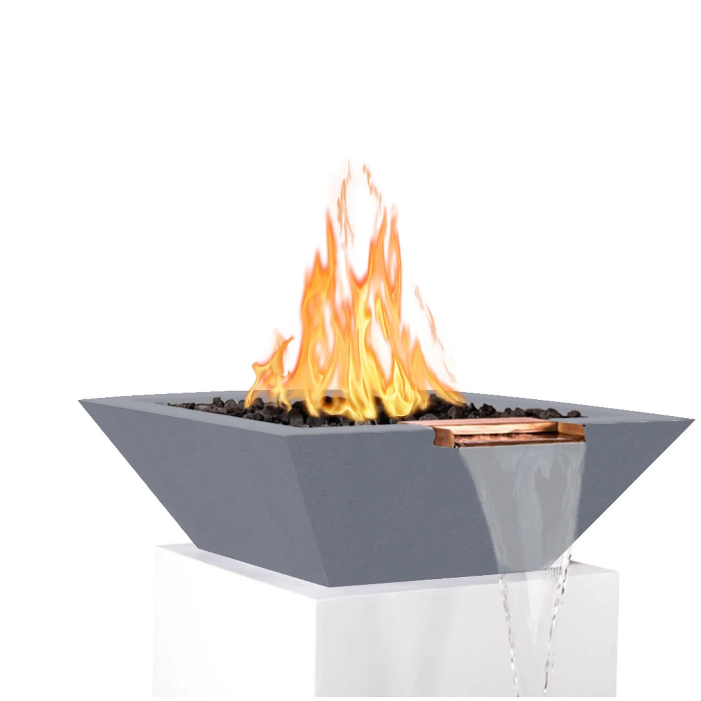 Maya 24-Inch Square Concrete Fire & Water Bowl