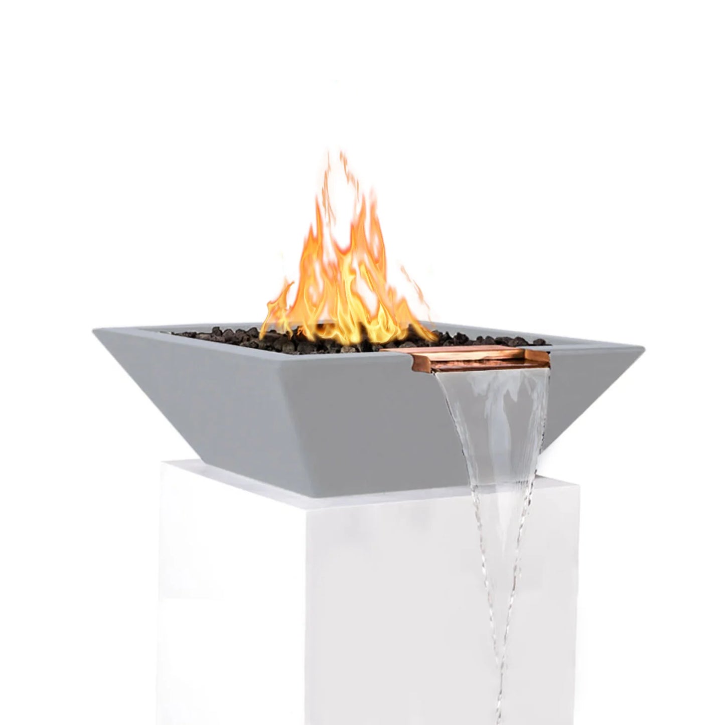 Maya 24-Inch Square Concrete Fire & Water Bowl