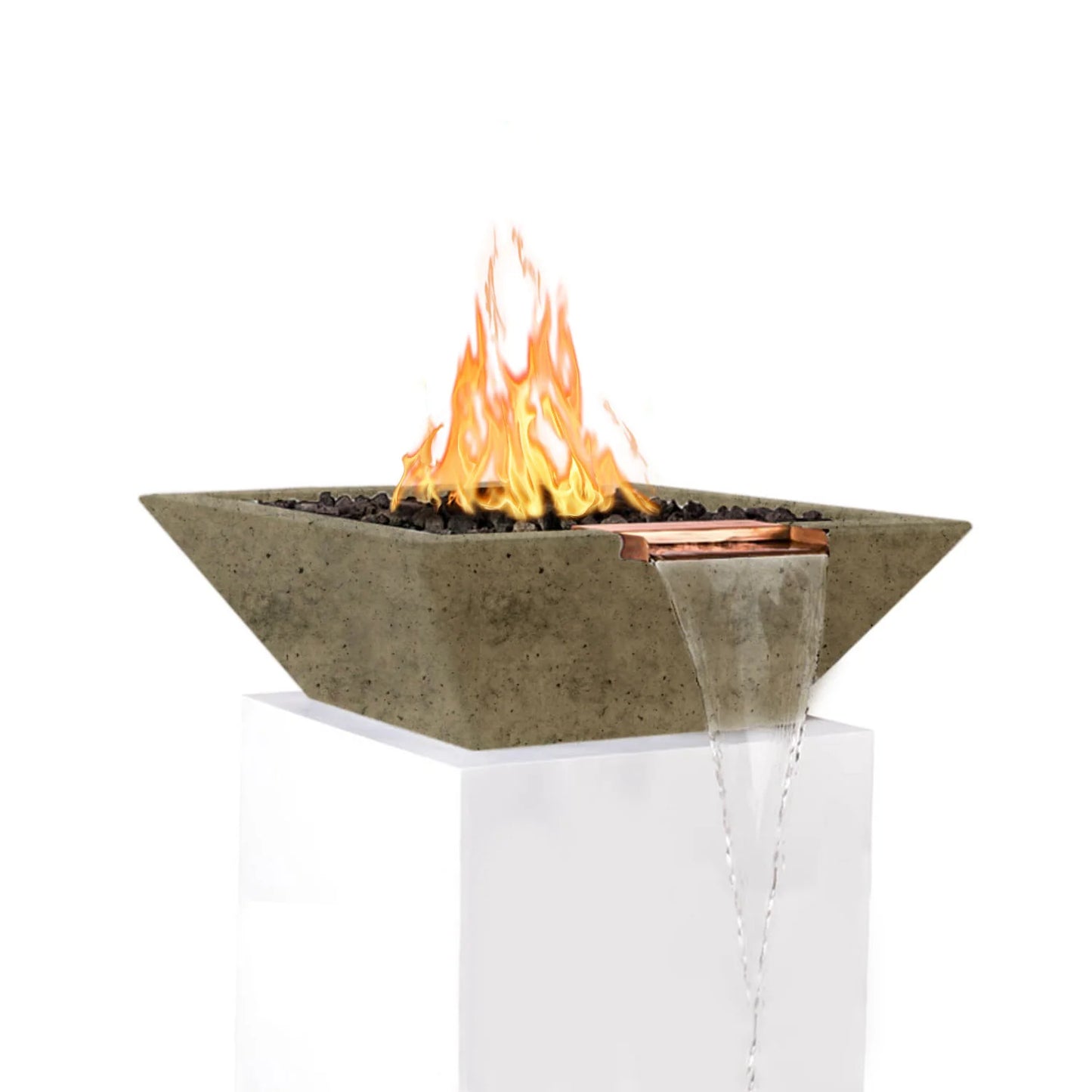 Maya 24-Inch Square Concrete Fire & Water Bowl