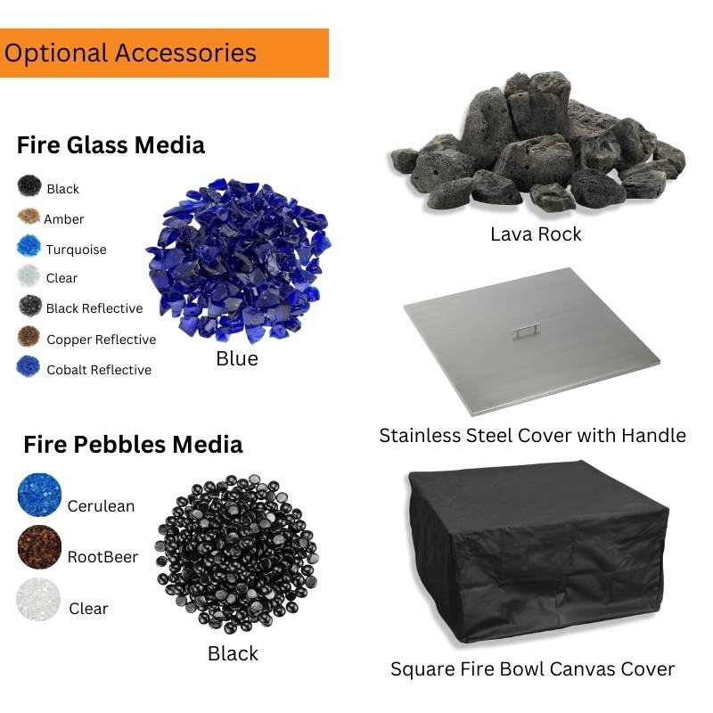 Maya 24-Inch Square Powder Coated Fire Bowl