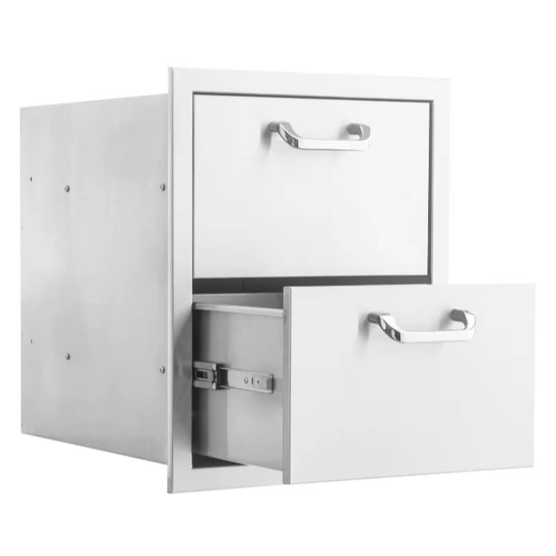 BBQ Generals Elite Series 16-Inch Stainless Steel Double Access Drawer - Traditional