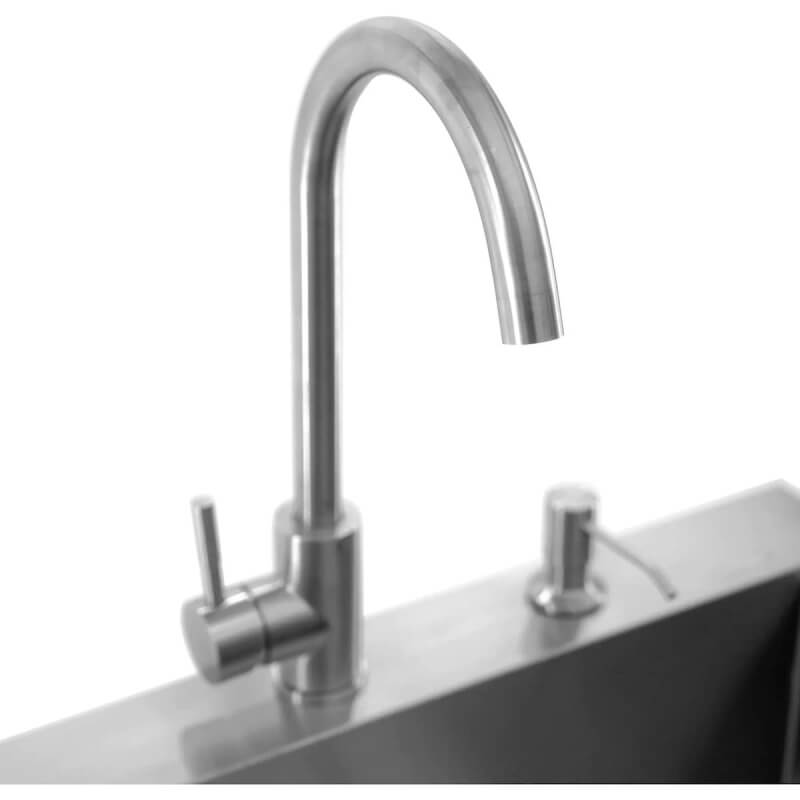 BBQ Generals Elite Series 21-Inch Outdoor Rated Drop-In Bar Sink With Hot/Cold Faucet
