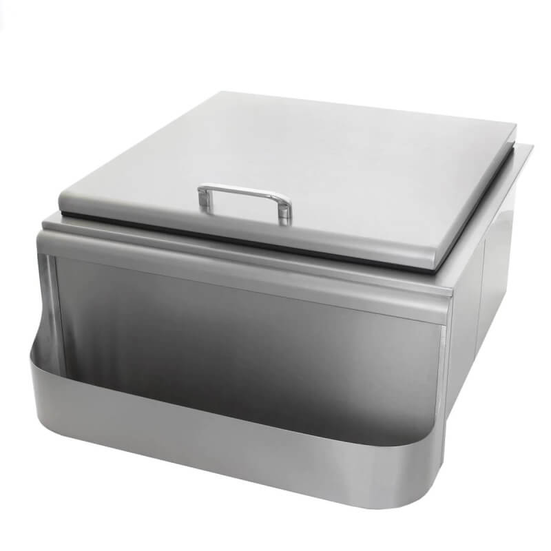 BBQ Generals Elite Series 25-Inch Slide-In Ice Bin Cooler With Speed Rail & Condiment Holder - Traditional