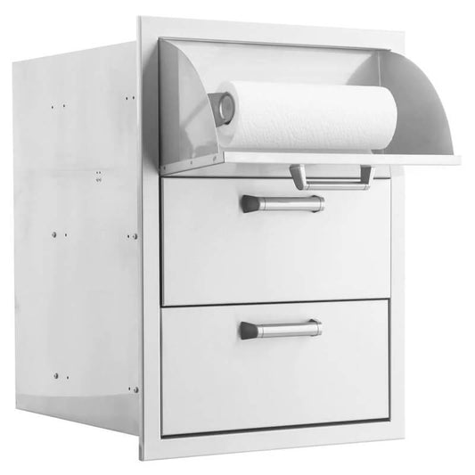 BBQ Generals Elite Series 16-Inch Stainless Steel Triple Drawer w/ Paper Towel Holder
