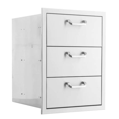 BBQ Generals Elite Series 16-Inch Stainless Steel Triple Drawer w/ Paper Towel Holder - Traditional