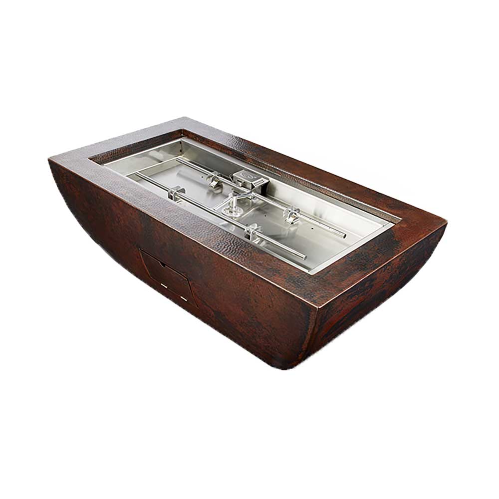 Hammered Copper Phoenix H-Burner Fire Bowl 47" x 25" by HPC Fire