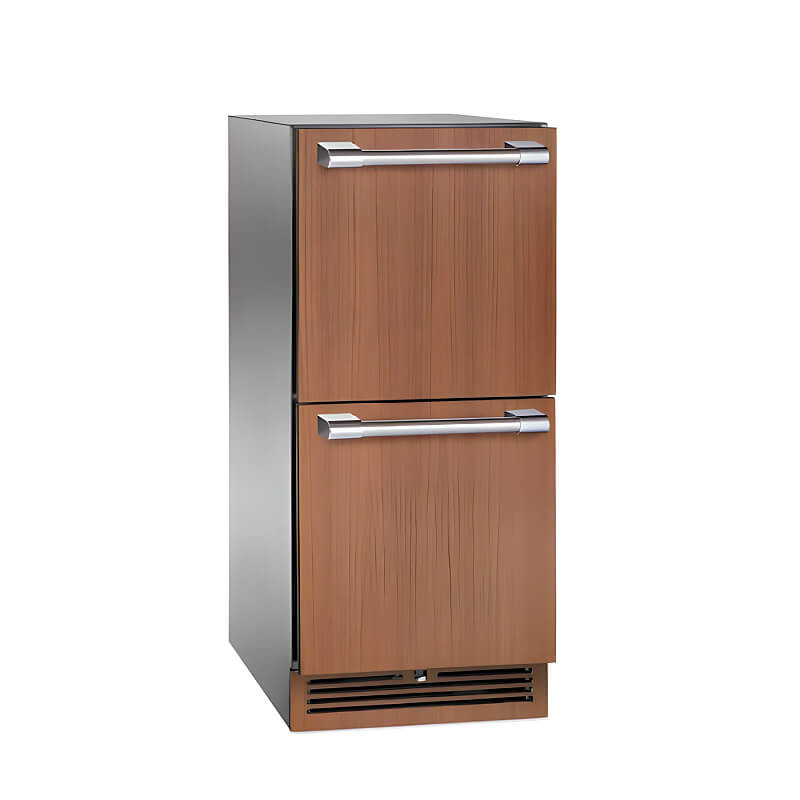 Perlick 15-Inch Signature Series Stainless Steel Panel Ready Drawer Outdoor Refrigerator with Lock - HP15RO-4-6DL