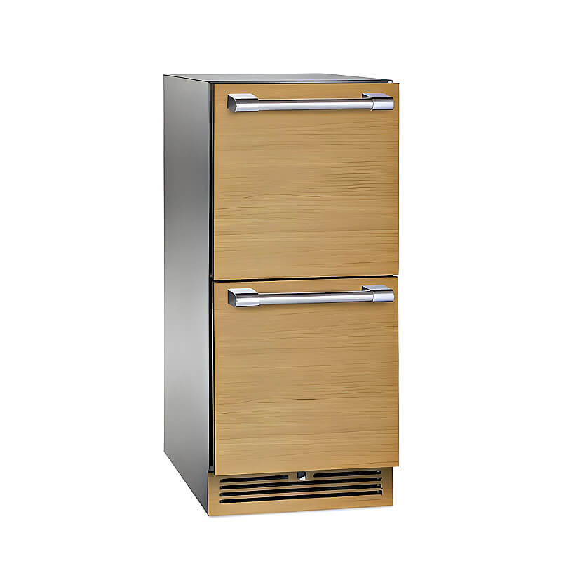 Perlick 15-Inch Signature Series Stainless Steel Panel Ready Drawer Outdoor Refrigerator with Lock - HP15RO-4-6DL