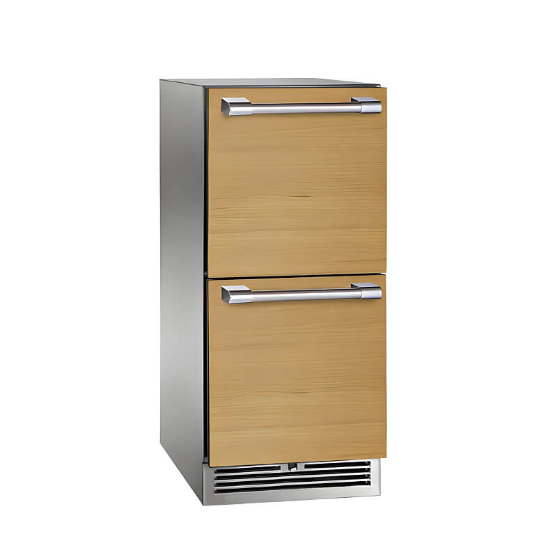 Perlick 15-Inch Signature Series Stainless Steel Panel Ready Drawer Outdoor Refrigerator with Lock - HP15RO-4-6DL