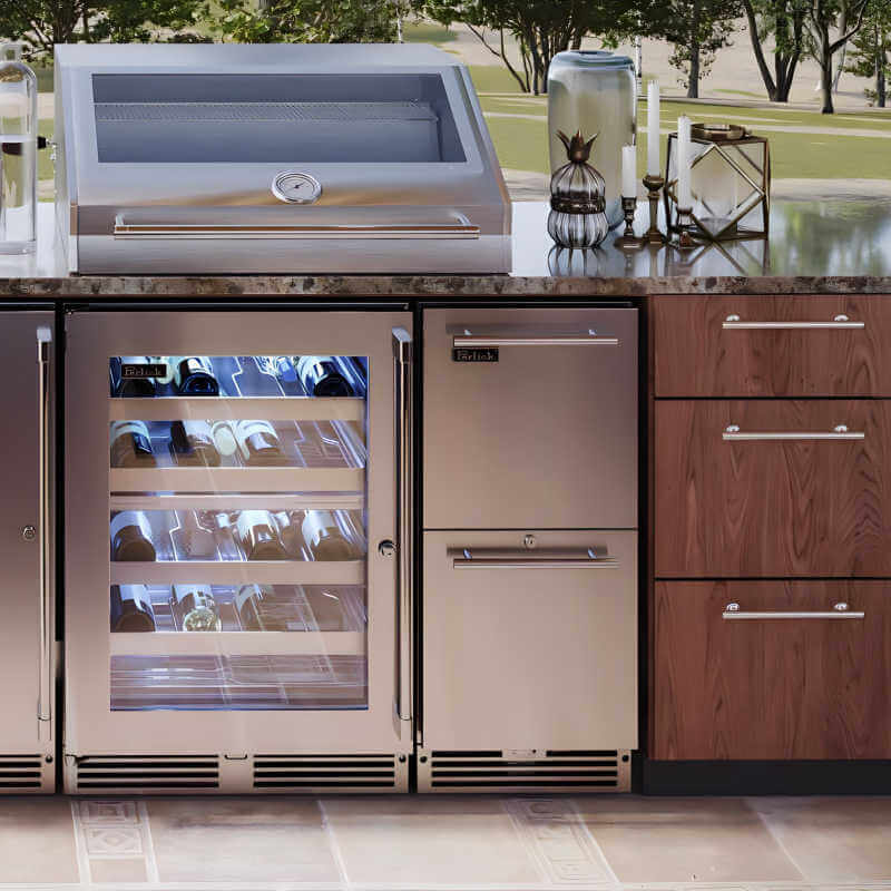 Perlick 15-Inch Signature Series Stainless Steel Drawer Outdoor Refrigerator with Lock - HP15RO-4-5DL