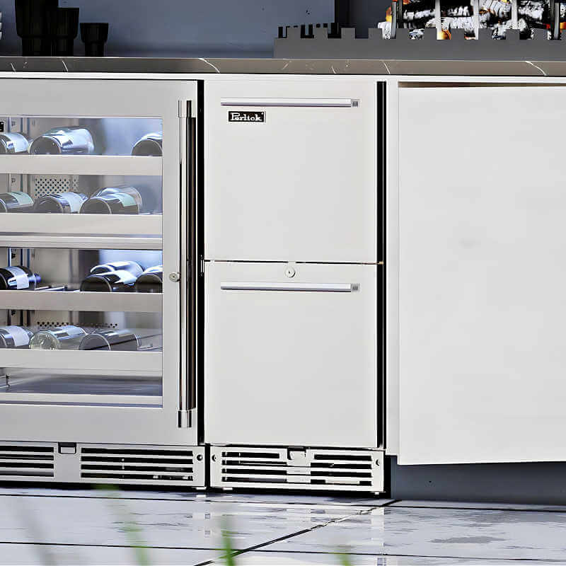 Perlick 15-Inch Signature Series Stainless Steel Drawer Outdoor Refrigerator with Lock - HP15RO-4-5DL