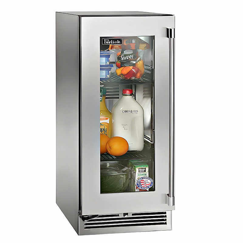 Perlick 15-Inch Signature Series Stainless Steel Glass Door Outdoor Refrigerator - HP15RO-4