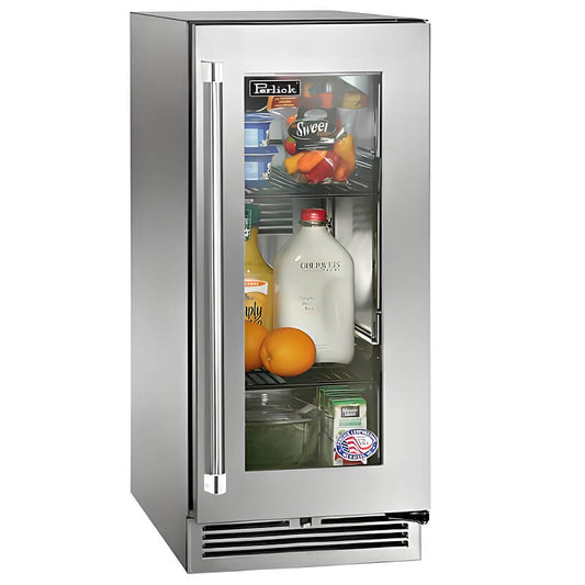 Perlick 15-Inch Signature Series Stainless Steel Glass Door Outdoor Refrigerator - HP15RO-4