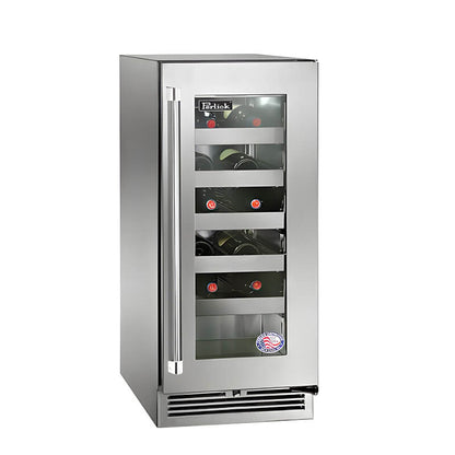 Perlick 15-Inch Signature Series Stainless Steel Glass Door Outdoor Wine Reserve - HP15WO-4-3