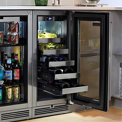 Perlick 15-Inch Signature Series Stainless Steel Glass Door Outdoor Wine Reserve with Lock - HP15WO-4-3R