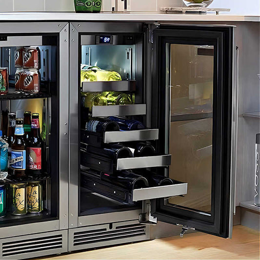 Perlick 15-Inch Signature Series Stainless Steel Glass Door Outdoor Wine Reserve with Lock - HP15WO-4-3R