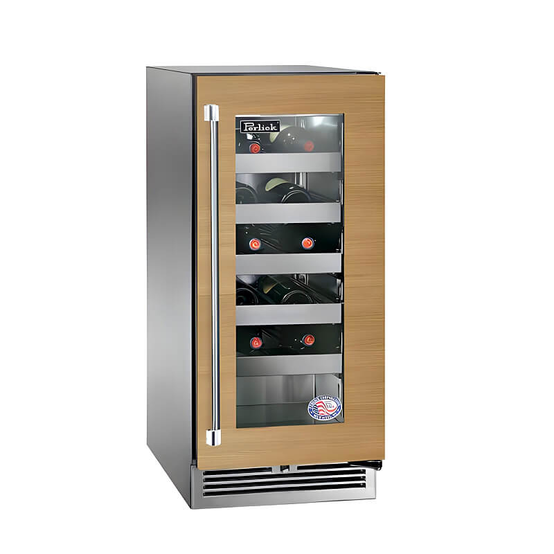 Perlick 15-Inch Signature Series Stainless Steel Glass Door Panel Ready Outdoor Wine Reserve - HP15WO-4-4