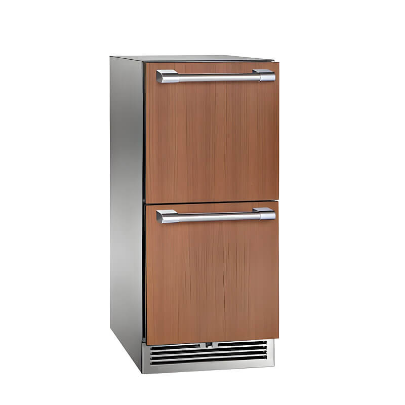 Perlick 15-Inch Signature Series Stainless Steel Panel Ready Drawer Outdoor Refrigerator with Lock - HP15RO-4-6DL