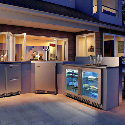 Perlick 24-Inch C-Series Stainless Steel Double Tap Outdoor Beverage Dispenser w/ Lock - HC24TO-4-1