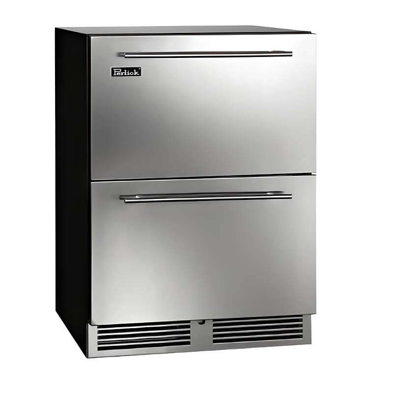 Perlick 24-Inch C-Series Stainless Steel Outdoor Refrigerator Drawers with Lock - HC24RO-4-5DL