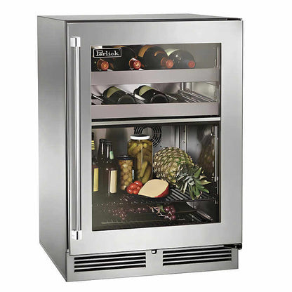 Perlick 24-Inch Signature Series Glass Door Dual Zone Outdoor Refrigerator/Wine Reserve - HP24CO-4-3