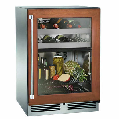 Perlick 24-Inch Signature Series Panel Ready Glass Door Dual Zone Outdoor Refrigerator/Wine Reserve w/ Lock - HP24CO-4-4