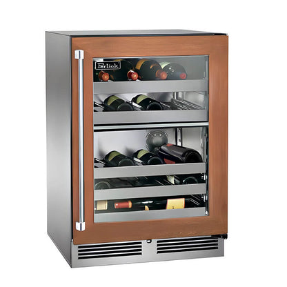 Perlick 24-Inch Signature Series Panel Ready Glass Door Outdoor Dual Zone Wine Cooler Reserve w/ Lock - HP24DO-4-4